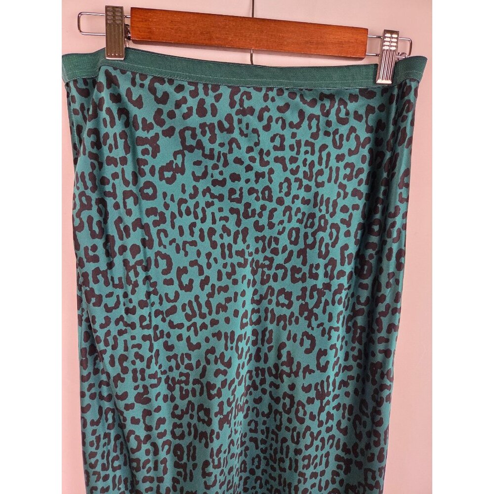 Cami NYC Jessica Leopard Print Silk Satin Midi Pencil Skirt Size S In Green - Picture 7 of 14